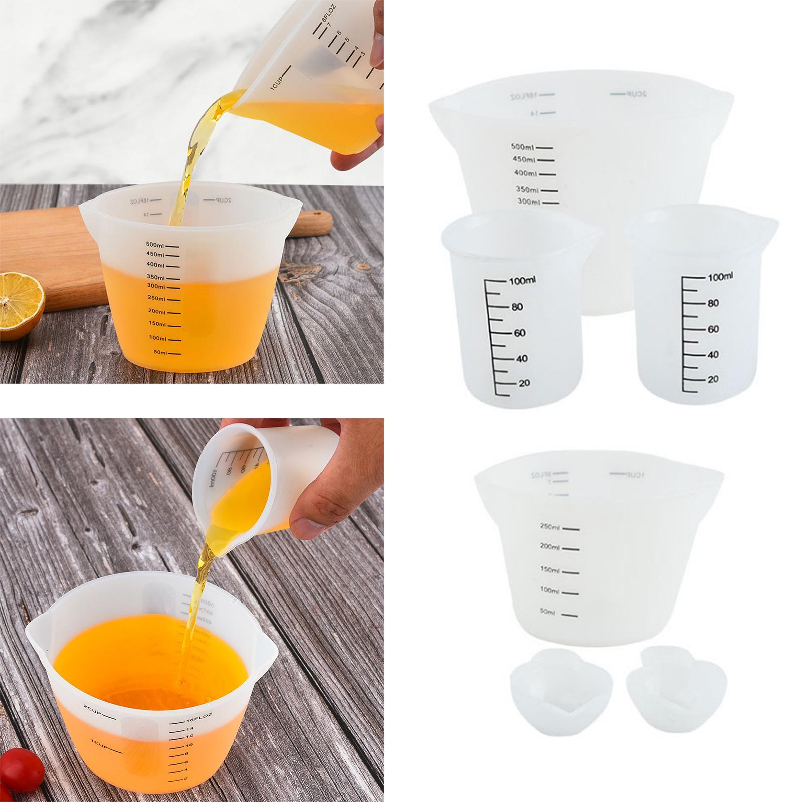 6x Silicone Measuring Cups Set for Epoxy Resin Silicone Mixing Cups for Resin Reusable Precise Scale for Epoxy Resin, Casting Molds, Jewelry Making