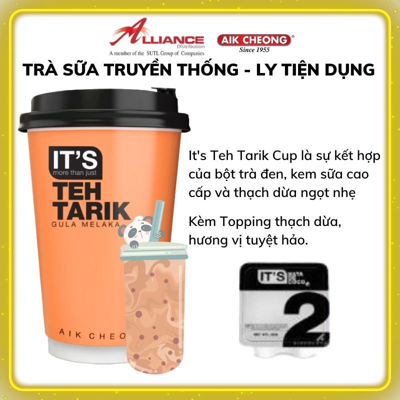 Trà Sữa Kéo Aik Cheong Malaysia Ly Tự Pha Tiện Dụng Kèm Topping Thạch Dừa