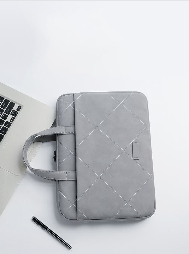 Túi xách da chống sốc cho máy tính, macbook, laptop màu hồng cute - Tặng kèm gấu bông và ví đựng phụ kiện