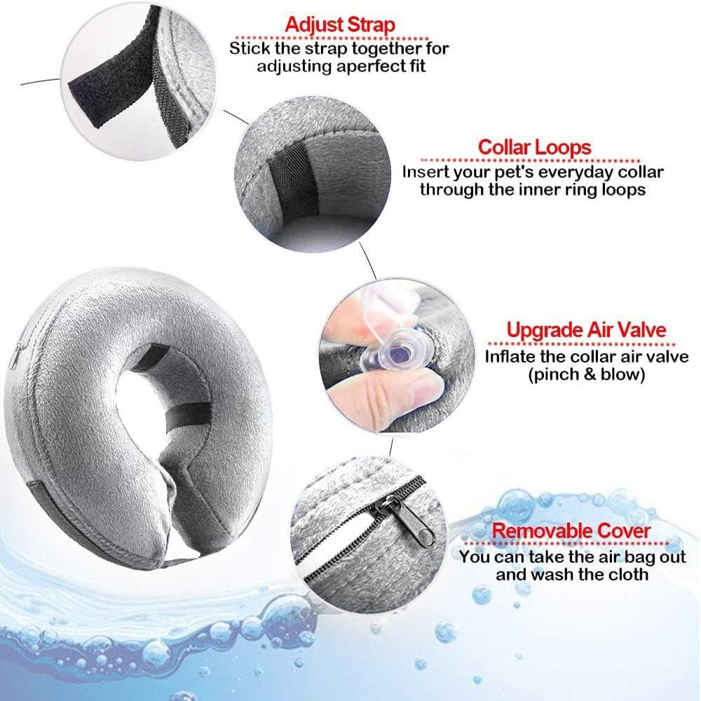Siêu Vòng Cổ Cho Chó Bơm Hơi Bảo Vệ Cổ Cho Chó Cổ Bảo Vệ Có Thể Điều Chỉnh Cổ Thú Cưng Thoải Mái Cổ Bảo Vệ Với Khóa Dán Màu Xám L