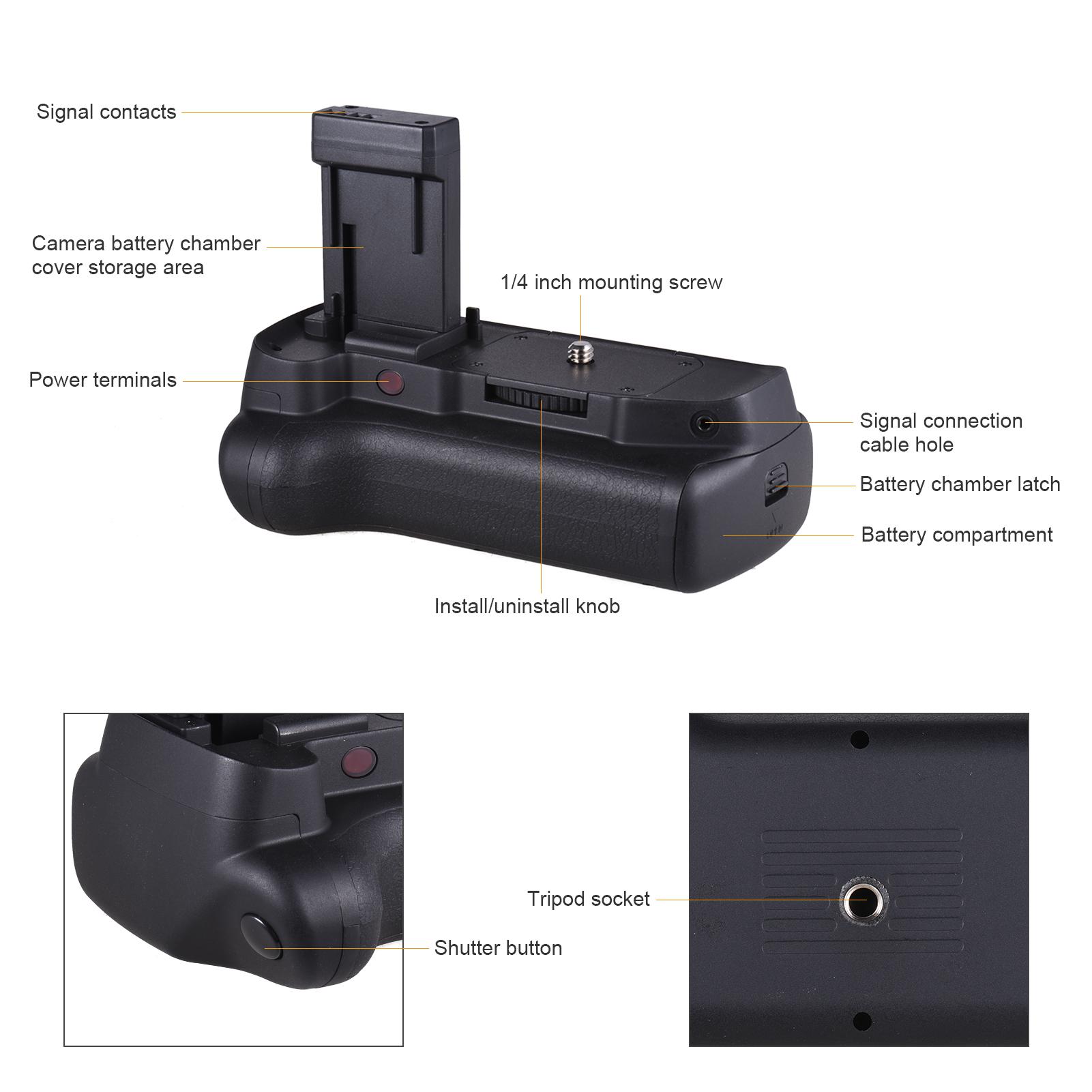 Giá đỡ kẹp pin dọc chuyên nghiệp được cung cấp bởi Pin AA LP-E10 với Cáp chuyển đổi đầu nối điều khiển từ xa IR