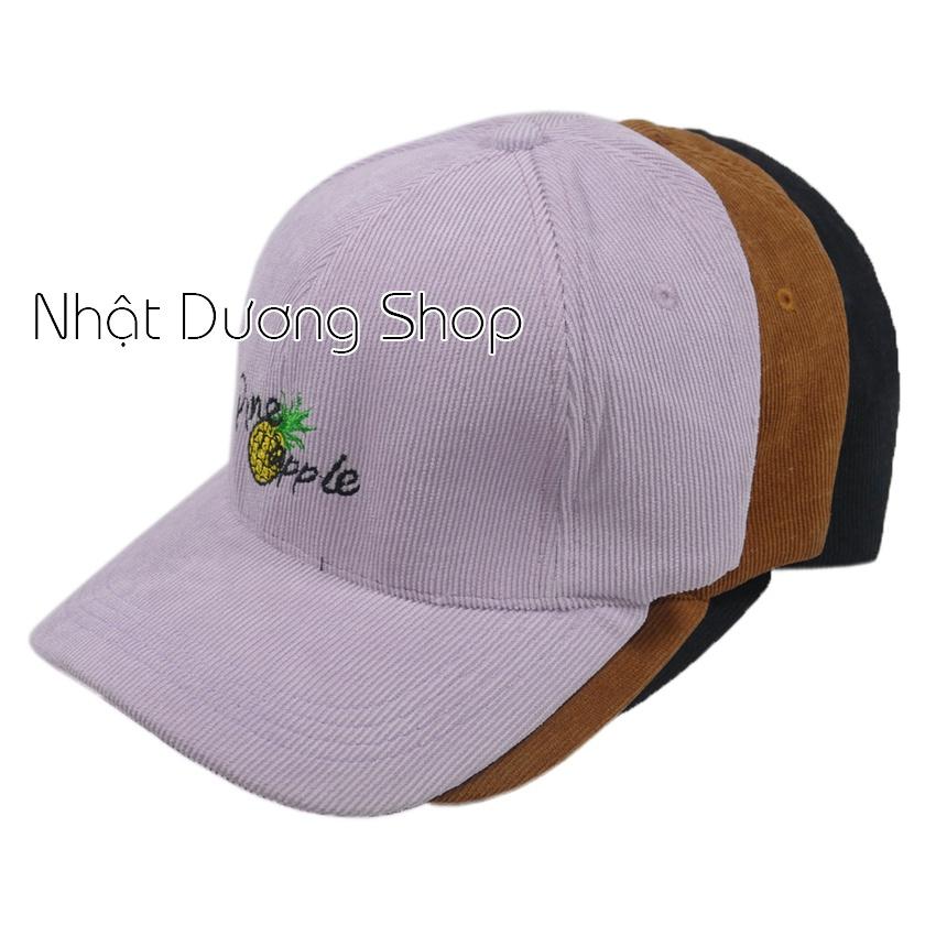 Nón kết vải nhung Pine Apple - Quả thơm - Chất liệu vải Nhung cao cấp tạo nên sự thoải mái và phong cách cho người đội