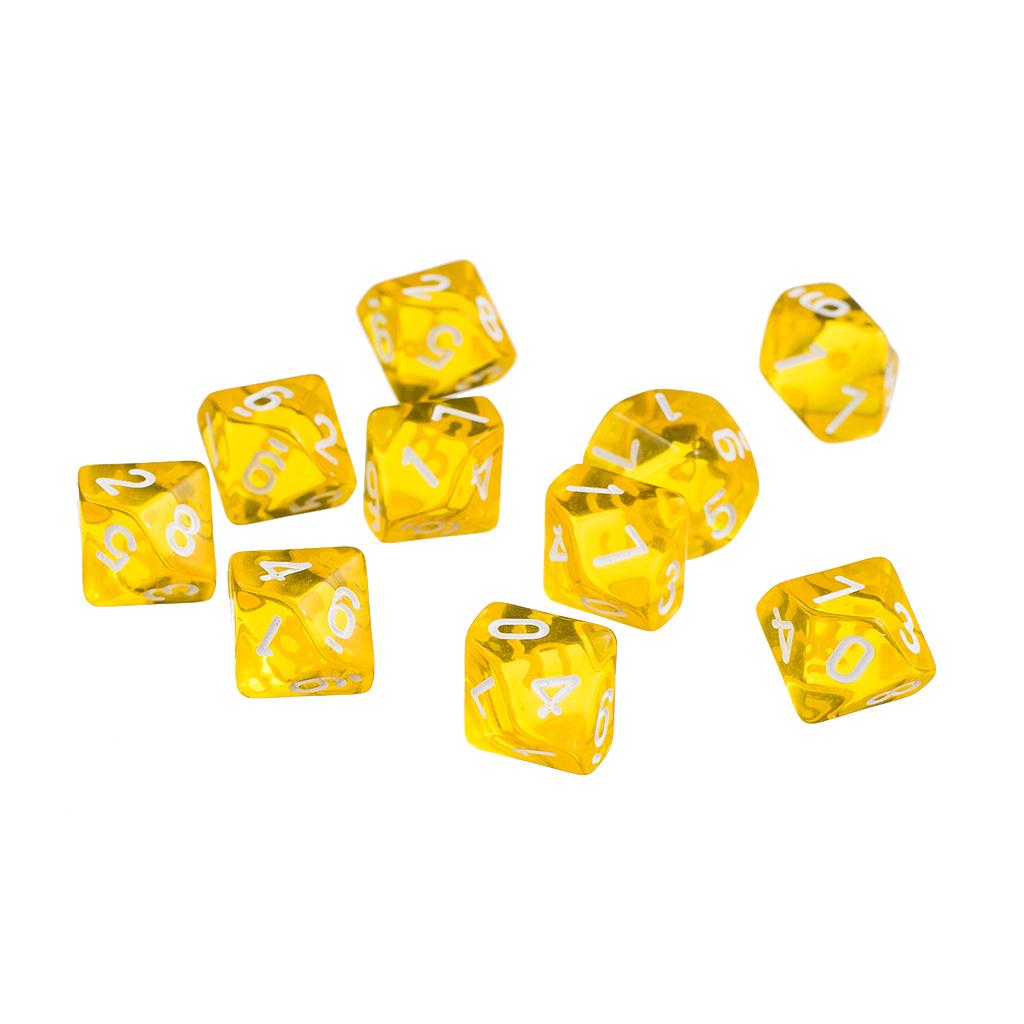 20 Pieces D10 Polyhedral Dice for Dungeons and Dragons Games Yellow+Red