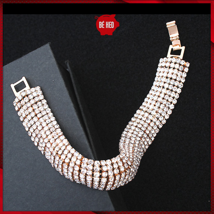 Lắc tay nạm đá sáng lấp lánh sang trọng Trang sức Bé Heo BHLT204