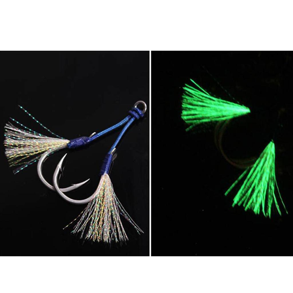 2xJig Hooks Fishing Hooks Barbed Hooks Assist Hooks in Solid 6