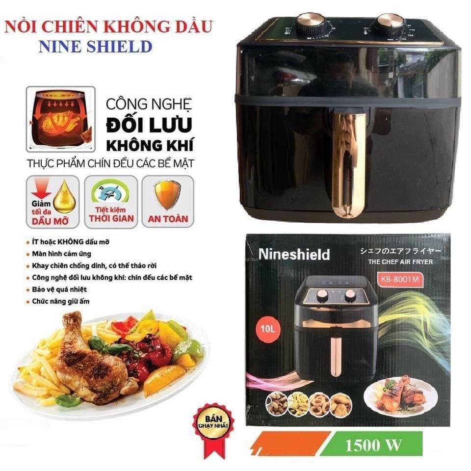 Nồi Chiên Không Dầu NINE SHIELD KB-8001M - Dung Tích Lớn 10 Lít - Chế Độ Đảo Tự Động