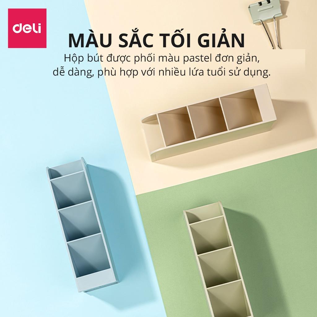 Kệ đựng bút pastel Deli kèm sticker, ống đựng bút 4/5 ngăn basic, hộp cắm bút để bàn nhiều ngăn đa năng 3 màu 3 size