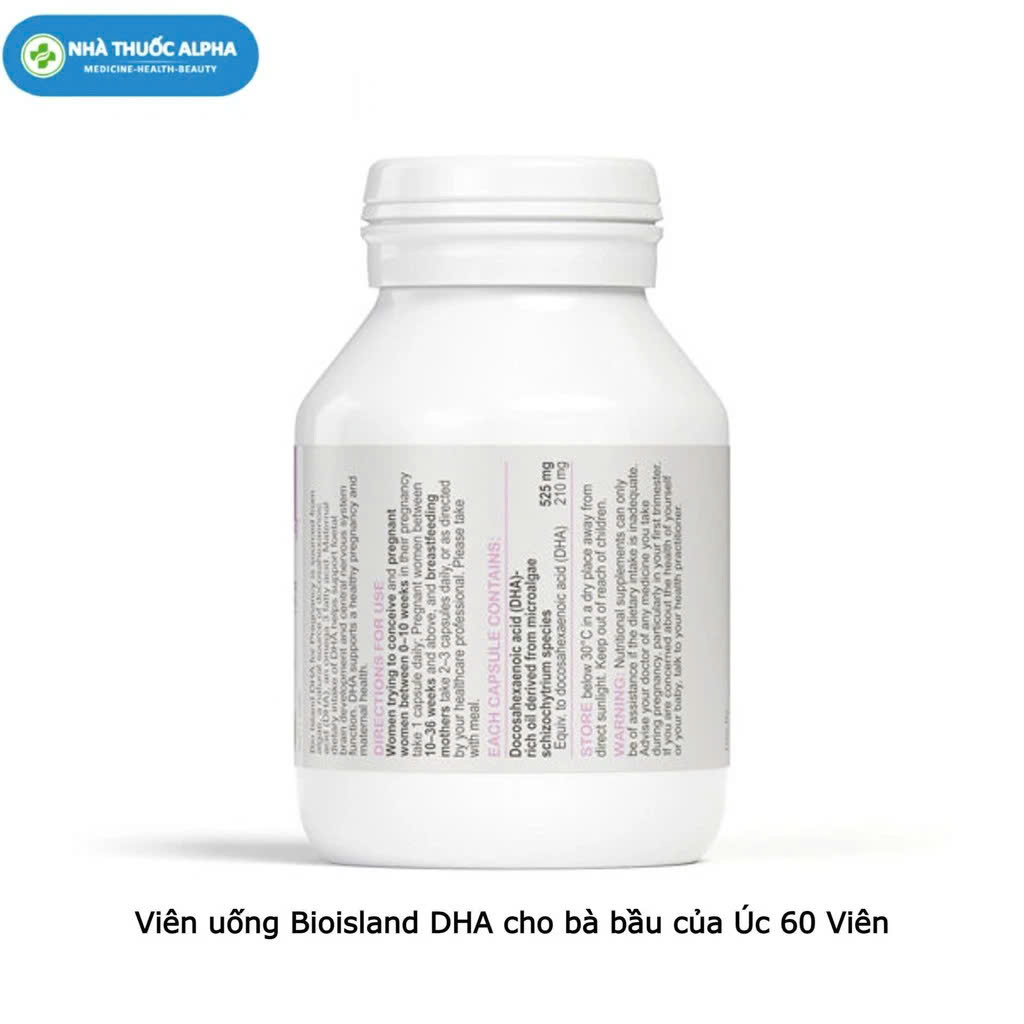 Viên uống Bioisland DHA hỗ trợ cho bà bầu của Úc 60 Viên