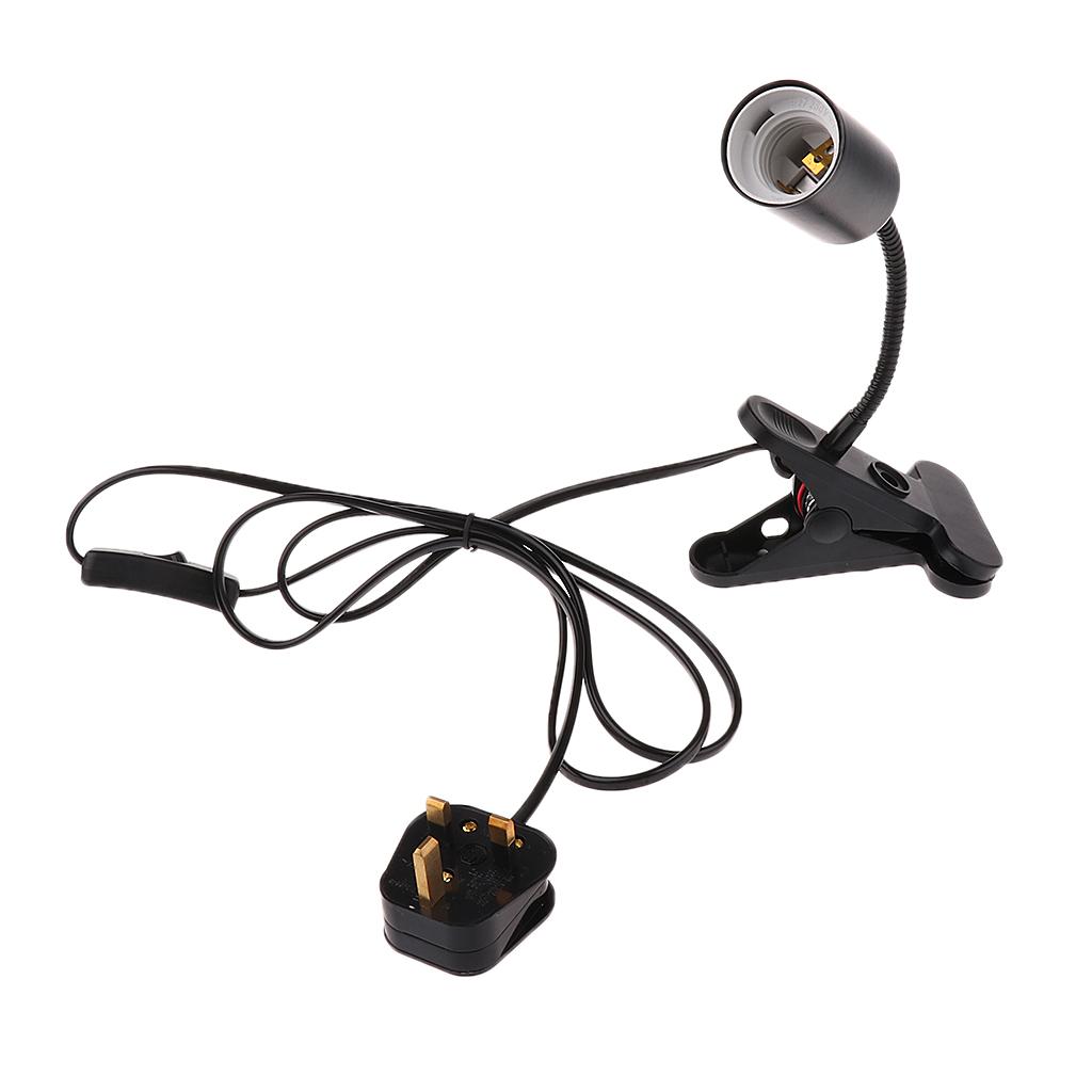 Flexible UK Plug Reptile   Heating Light UVA UVB Bulb Lamp Holder E27 Base with on.off Switch, Terrarium Vivarium Mounted