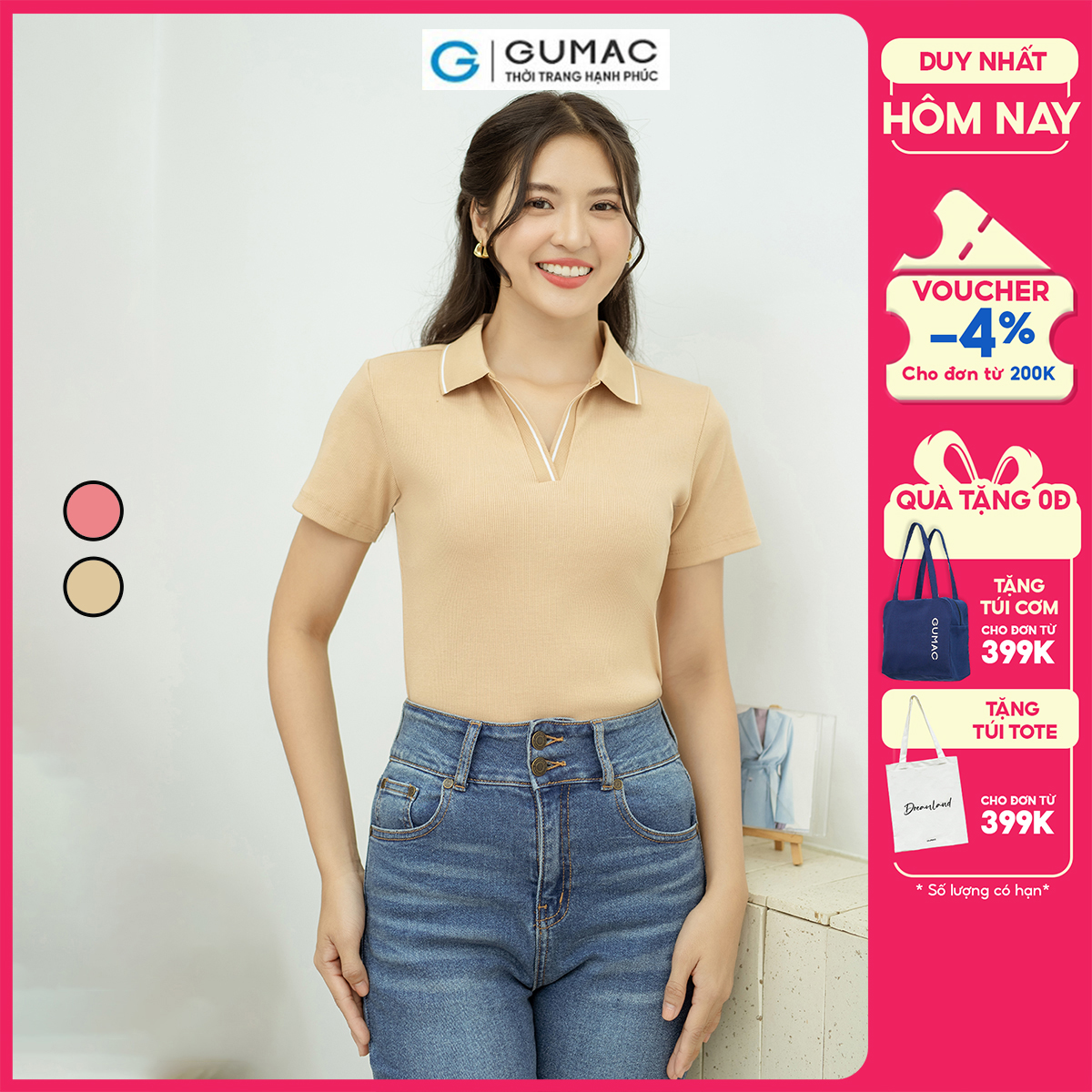 Áo polo trụ kiểu GUMAC ATD08047