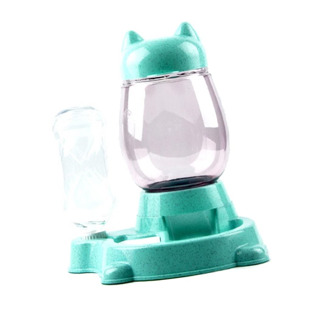 Cat Self Feeder and Waterer Drinking Water/Automatic Feeding Bowls Green