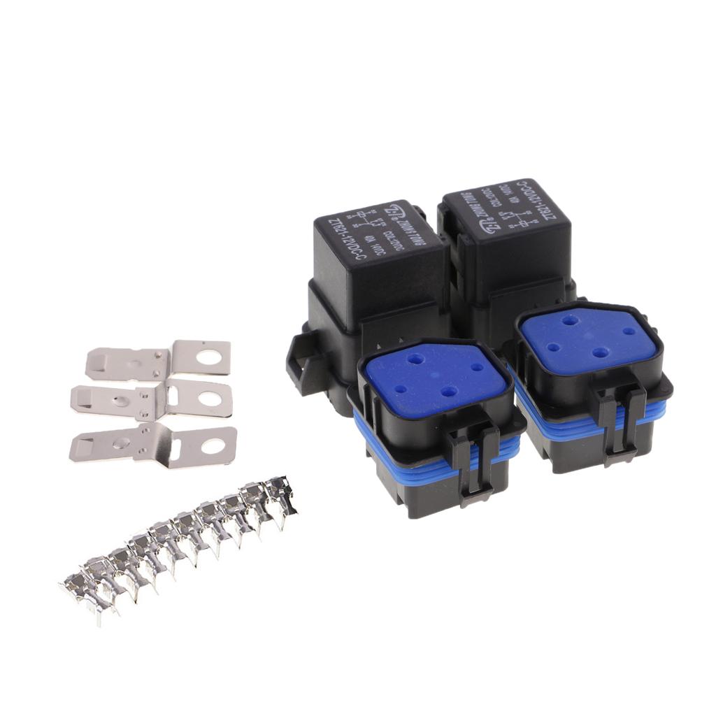 2 Set Universal Car Motorcycle Boat Automotive 40A 12V 5Pin Relay Socket Terminals Kit
