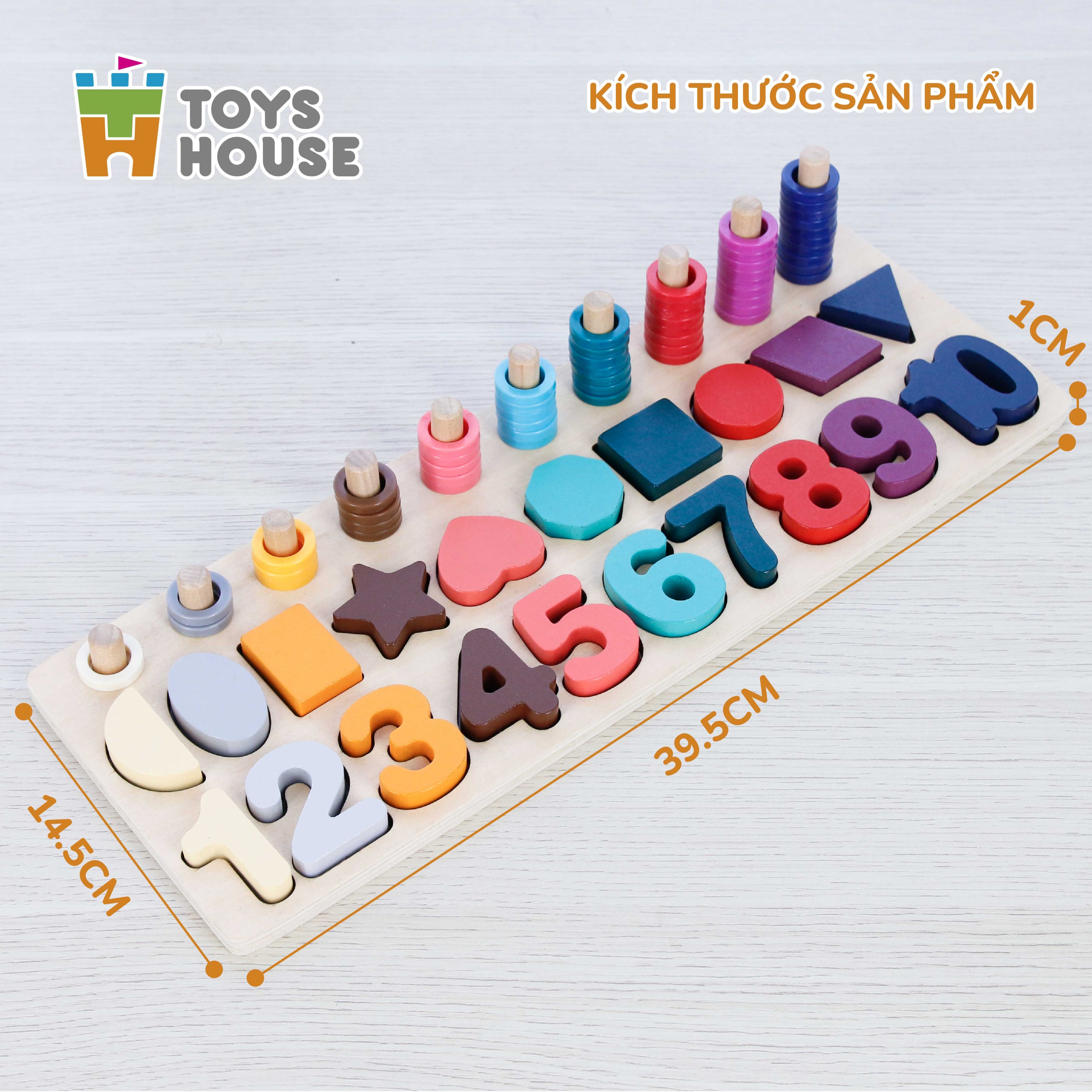 Đồ chơi ghép gỗ, học chữ số, hình khối và phép tính cho trẻ từ 3 đến 5 tuổi Toyshouse 574