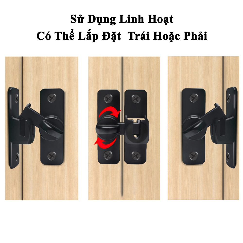 Chốt Khóa Cửa Lùa, Cửa Trượt Xoay KUNBE Đa Năng Bằng Hợp Kim Dày Dặn Bền Bỉ Lắp Góc 90 Độ Và 180 Độ
