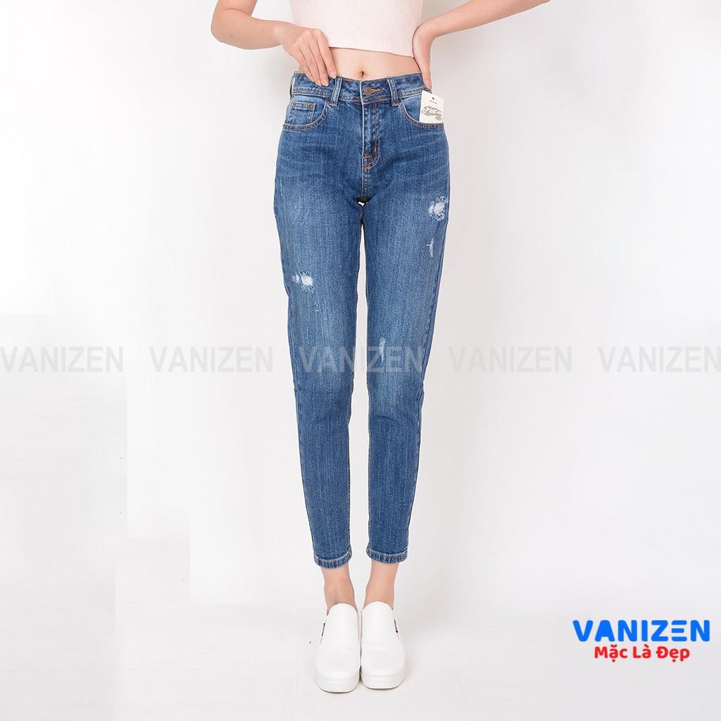 Quần jean nữ ống rộng baggy đẹp lưng cao cạp căn bản rách nhẹ hàng cao cấp mã 460 VANIZEN