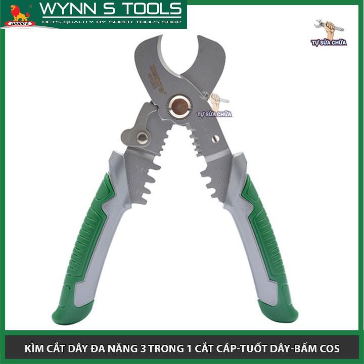 Kìm cắt dây đa năng cao cấp 3 trong 1 Wynn's 7inch/175mm (Cắt cáp-Tuốt dây-Bấm cos) hàng chính hãng loại xịn