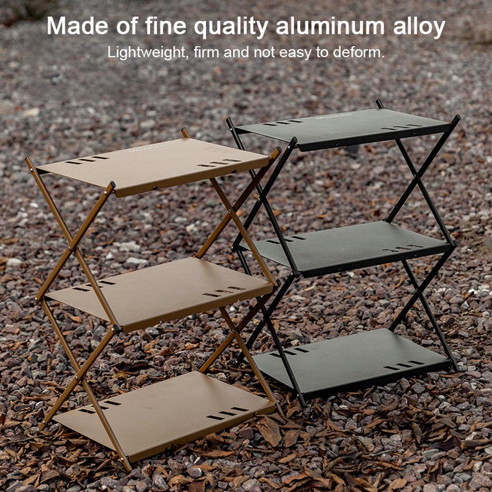 Outdoor Camping Cups Bowls Detachable Storage Rack Hung Shelf With Panel Hole Aluminum Alloy Bracket Picnic BBQ Tableware Cookware Storage Rack Campsite Tools Shelf