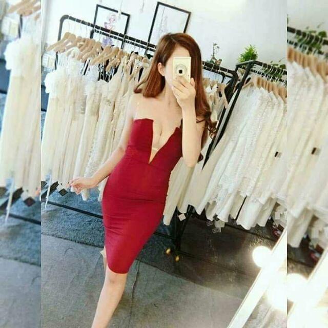 Đầm body cúp ngực xẻ lưới
