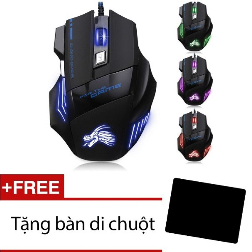 Chuột Chơi Game Có Dây IMICE X3 (Đen Phối Xanh) - Hàng Chính Hãng - Tặng Miếng Lót Chuột