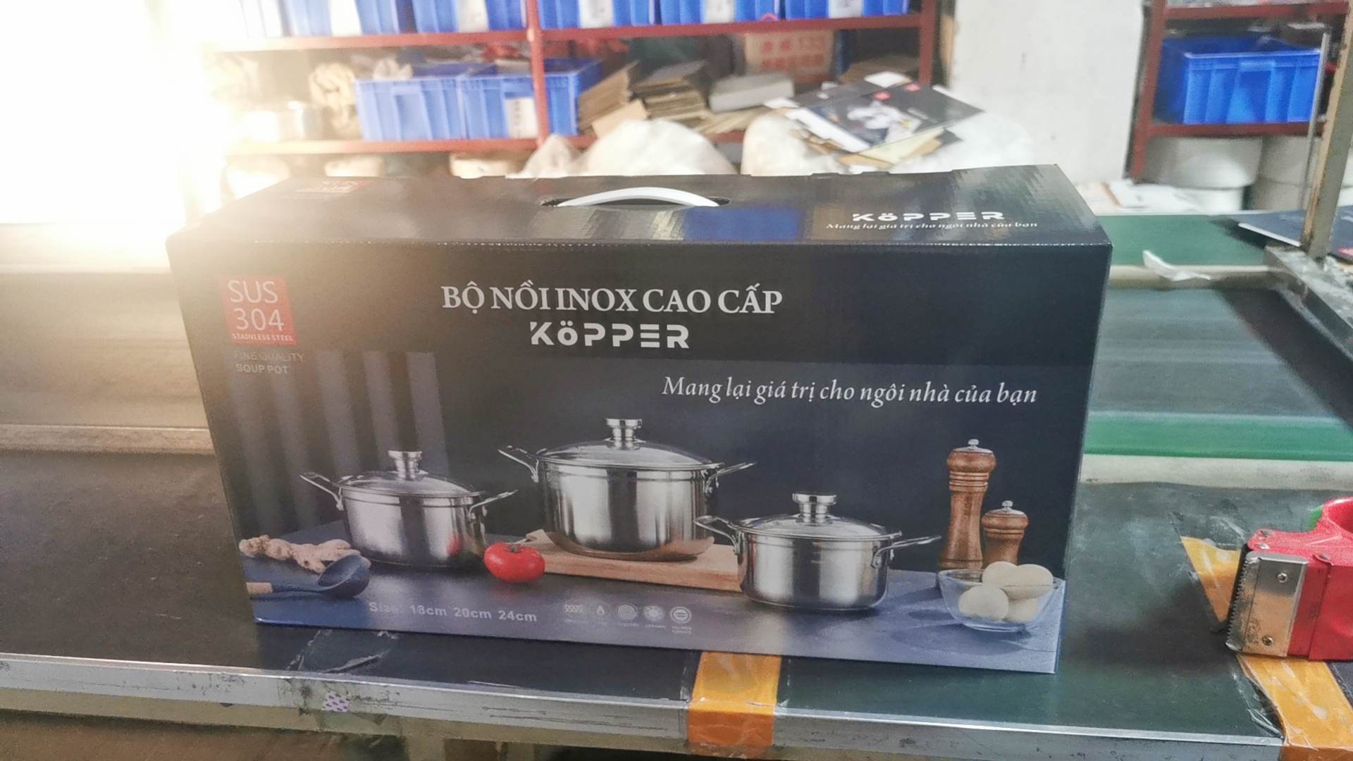 Bộ Nồi Inox 304 Cao Cấp 5 Đáy KOPPER - 3 Món Kích Thước 18 - 20 - 24 cm.