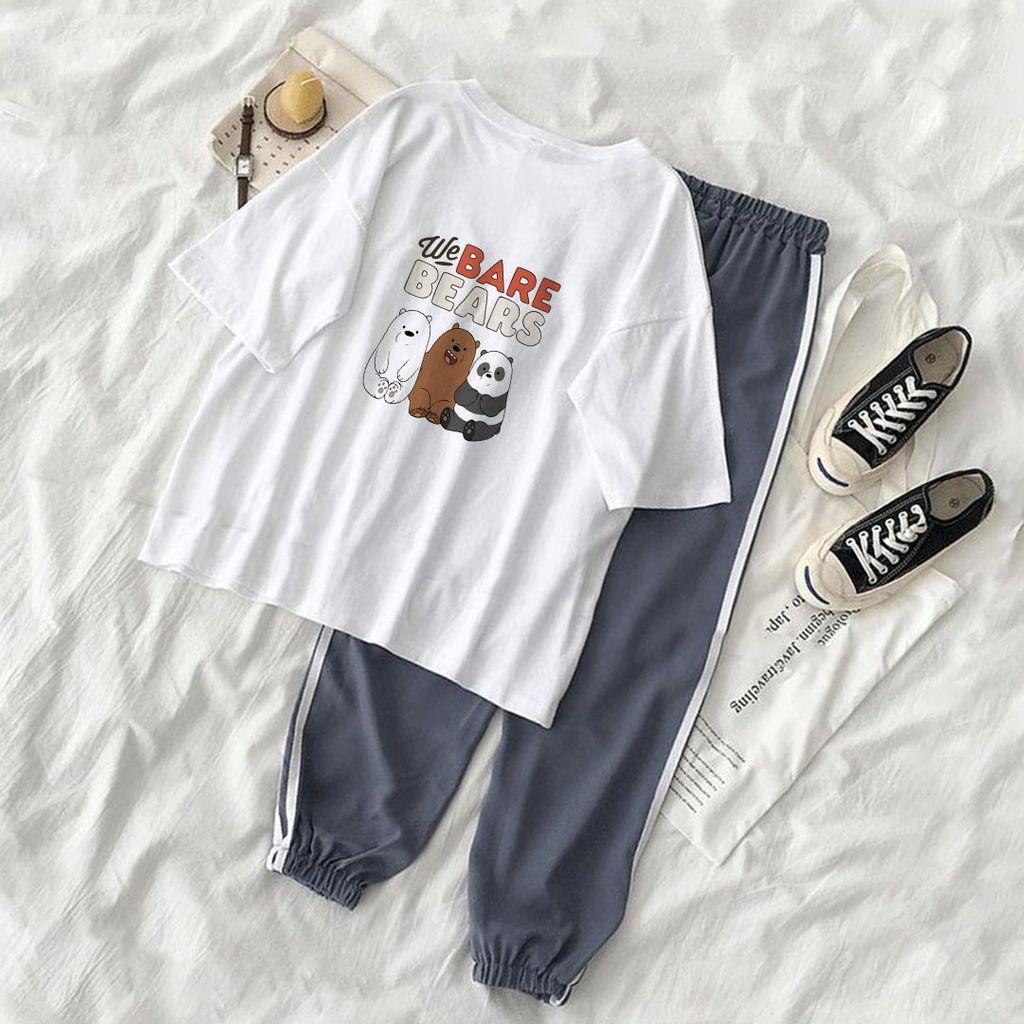 Quần jogger set áo quần jogger Line in hình We are Bear unisex nữ nam phong cách hàn quốc siêu đẹp – ST55– babitrendy