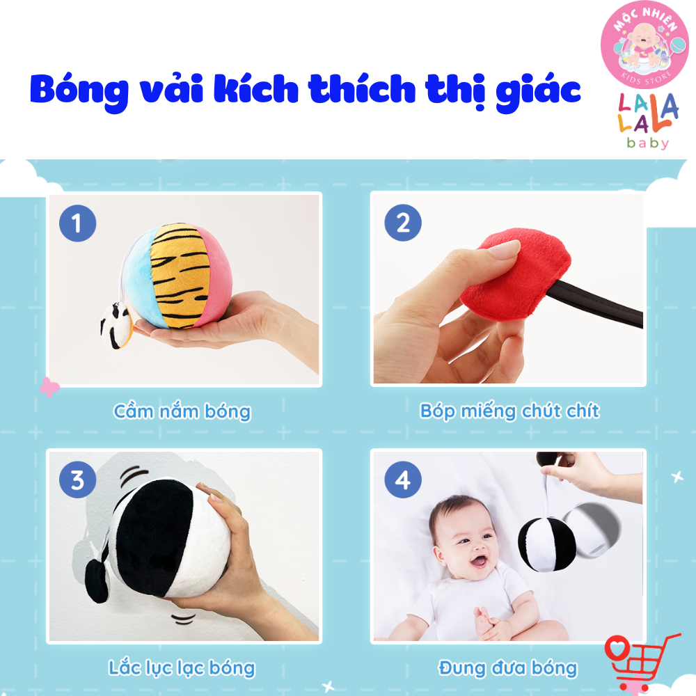 Đồ Chơi Bóng Vải Xúc Xắc Vui Nhộn Kích Thích Thị Giác Cho Trẻ Sơ Sinh Look, Look! Ball - Lalala Baby