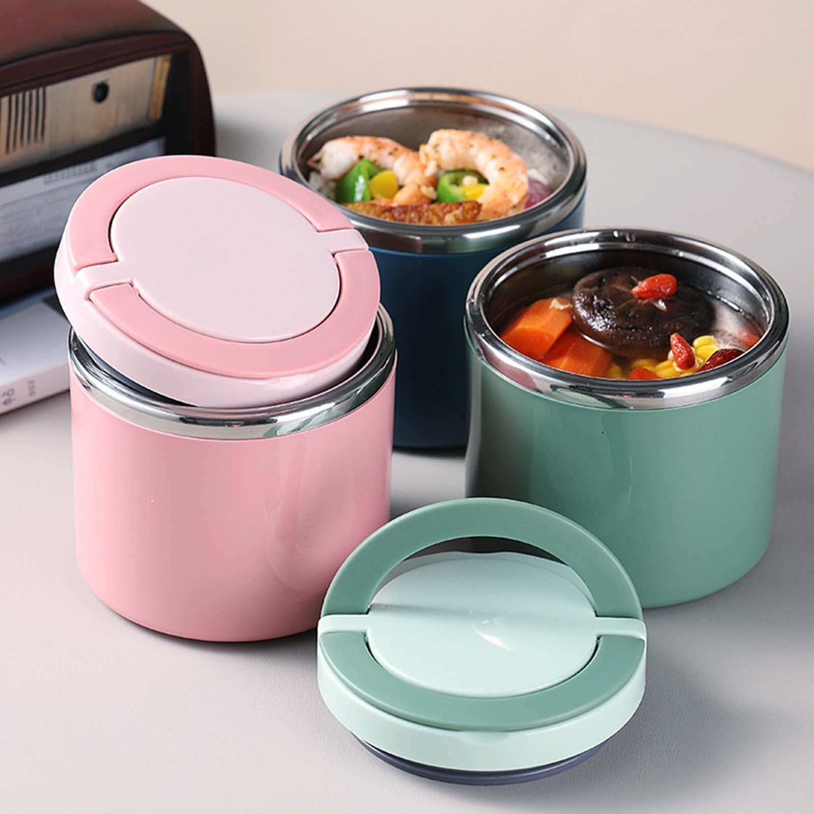 Kitchen Thermal Cup Pink Portable Porridge Lunch Box for Travel Picnic