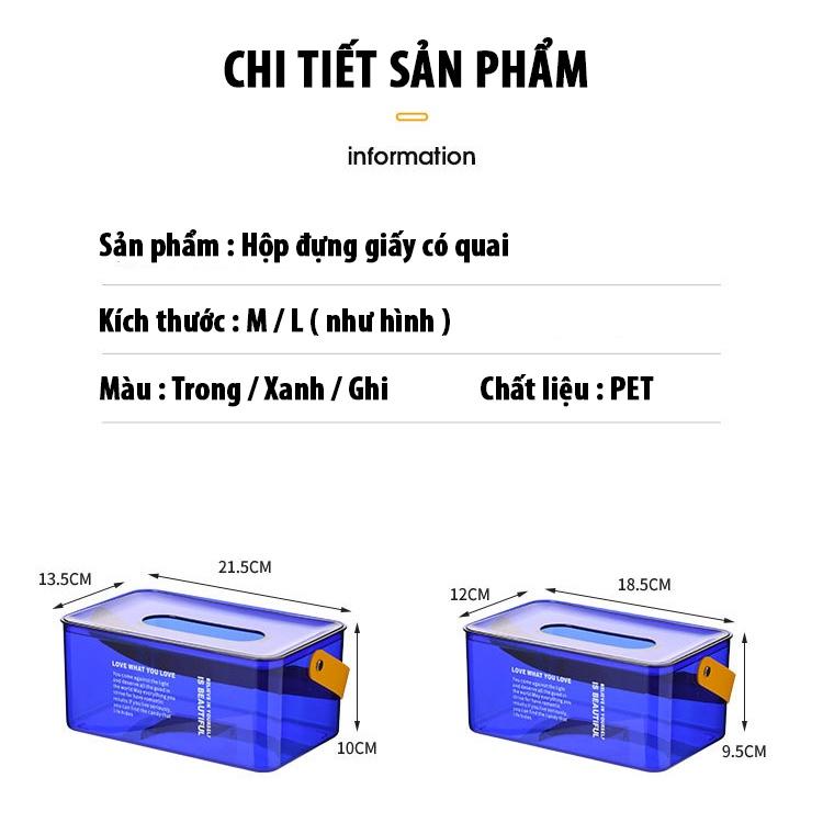 Hộp Giấy Để Bàn Có Quai Cầm Trong Suốt Hiện Đại Tinh Tế