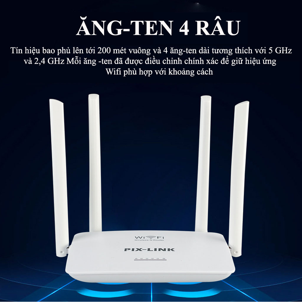 Hình ảnh Cục PhátWifi 4 Râu PIX-LINK LV-WR08Q, Modem Wifi 300Mbps Cường Độ Sóng Khỏe, Phủ Sóng Rộng - Hàng chính hãng