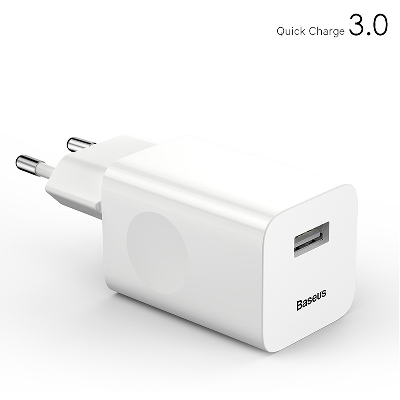 Cóc củ sạc nhanh 24W trang bị Quick Charger 3.0 hiệu Baseus Wireless Charging Quick Charger (Sạc nhanh QC 3.0, công suất 24W, trang bị chip sạc thông minh) - Hàng nhập khẩu