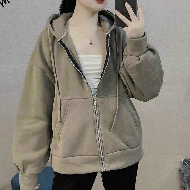 Áo Khoác Nỉ Hoodie Có Mũ Dây Khóa Sắt Phom Rộng Nhiều Màu Unisex Nam Nữ Ulzzang loại 1