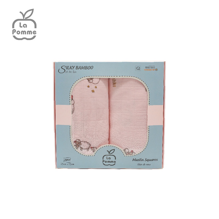 K002 Set 2 Khăn đa năng sợi tre lụa La Pomme - 75x75cm Pink Sheep