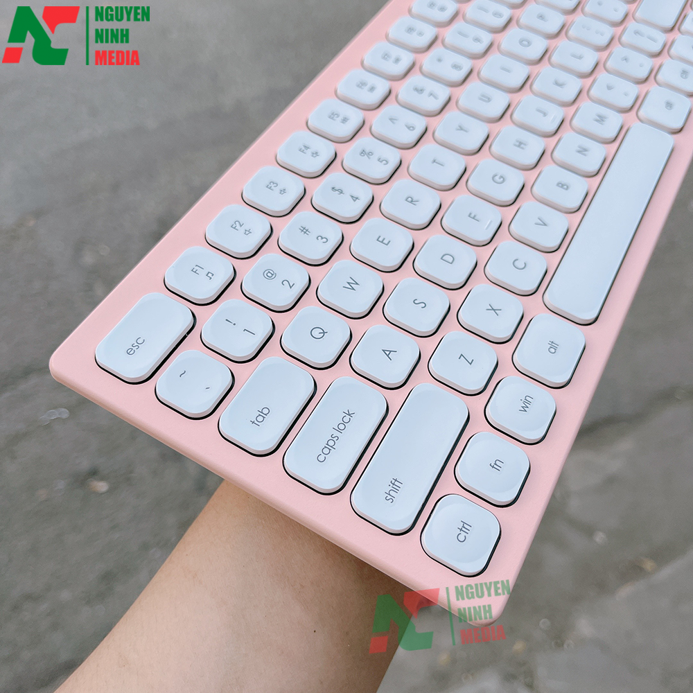 Bộ Phím Chuột Mini Không Dây FORDER KM810 Pink - Hàng Chính Hãng