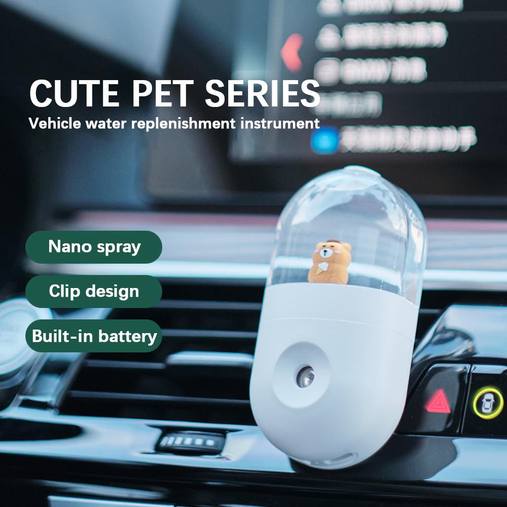 Mini Ô Tô Ổ Cắm Hoạt Hình Máy Phun Sương Tạo Độ Ẩm Di Động Sạc Hương Thơm Khuếch Tán Tinh Dầu Phun Sương Tạo Ẩm Nước Bổ Sung Nhạc Cụ