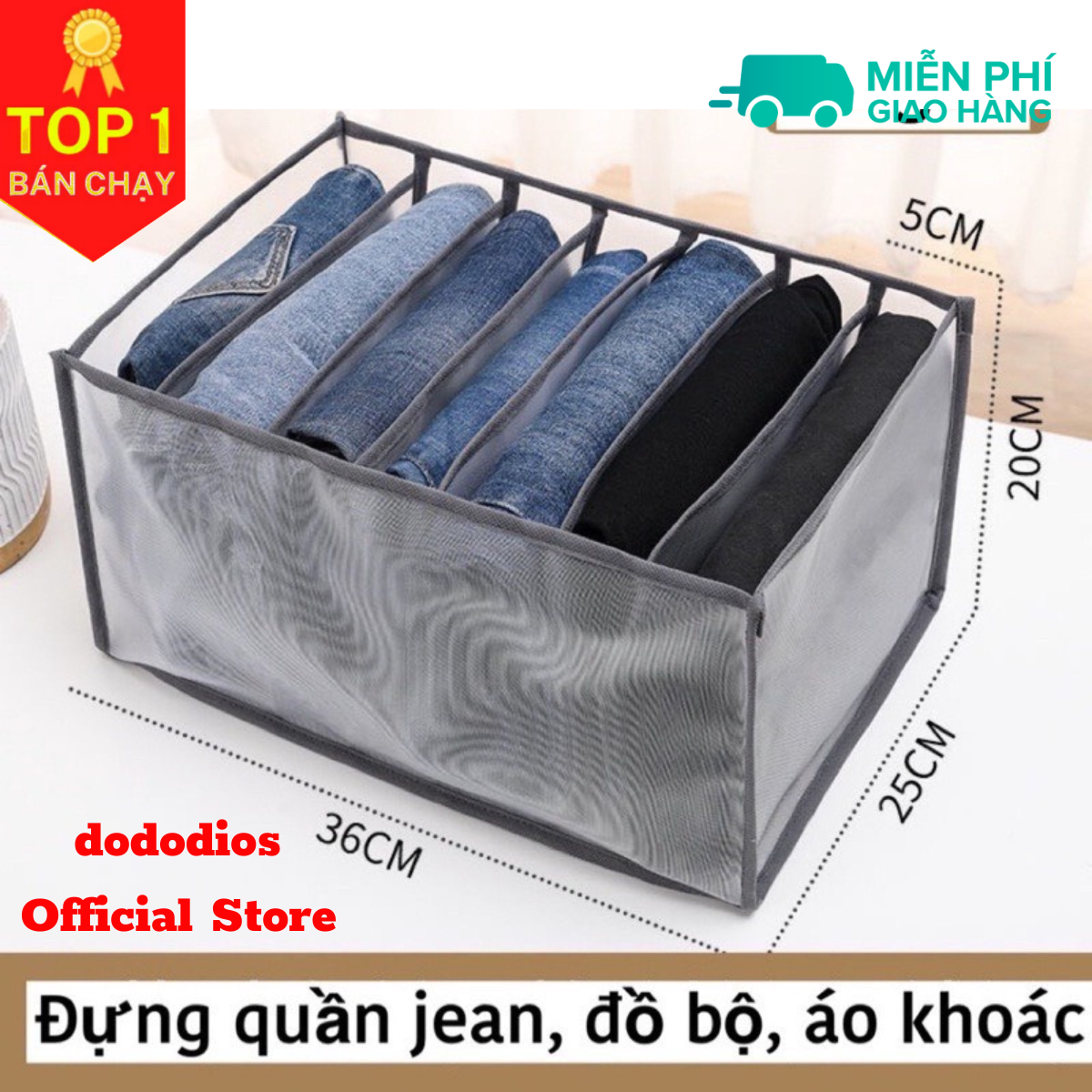 Hình ảnh Túi vải đựng quần áo Hộp đựng đồ lót tất vớ tiện dụng xếp quần áo gọn gàng nhiều size - chính hãng dododios