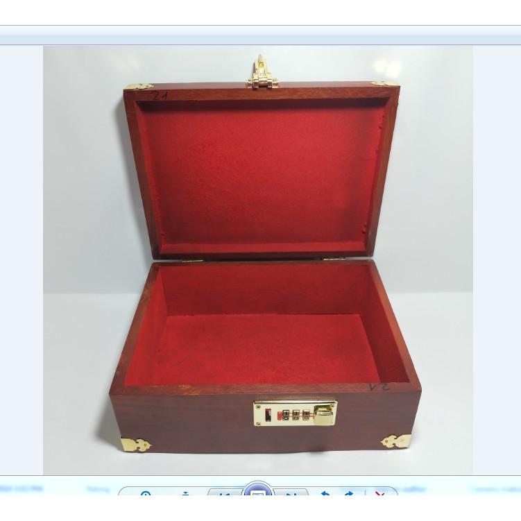 HỘP ĐỰNG CON DẤU, TRANG SỨC CHẠM MẶT GỖ HƯƠNG SIZE TO-KHÓA MÃ SỐ-ẢNH THẬT