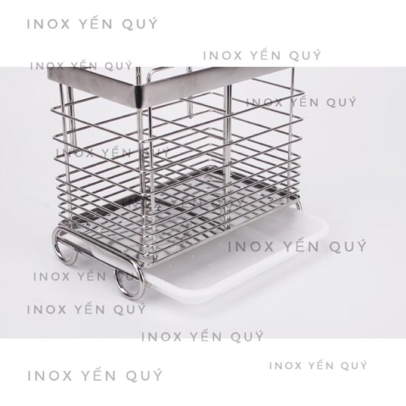 Ống đũa inox 304 đặt bàn có khay nước tặng kèm miếng dán