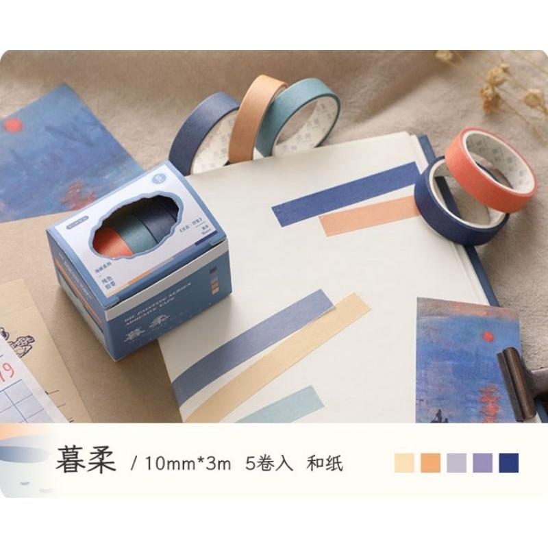 Hộp 5 cuộn Washi tape Solid colour (DW1)