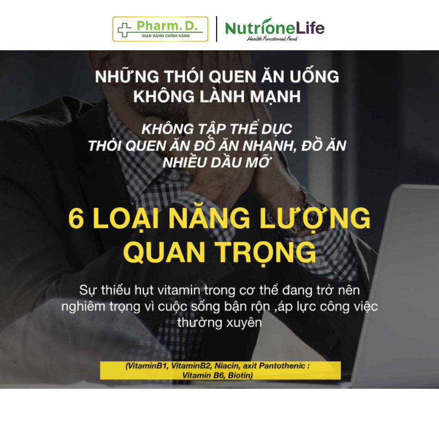 Viên Uống bổ sung Vitamin B Complex Giúp Giảm Căng Thẳng Mệt Mỏi, Suy Nhược NUTRIONELIFE Premium B Complex