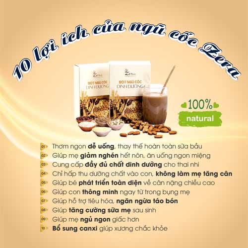 Bột Ngũ Cốc Dành Cho Mẹ Bầu Zera 500G - Ngũ Cốc Giúp Mẹ Giảm Nghén - Hết Nôn Cung Cấp Dinh Dưỡng Cho Thai Nhi - Tặng Vòng Dâu Tằm Cho Bé