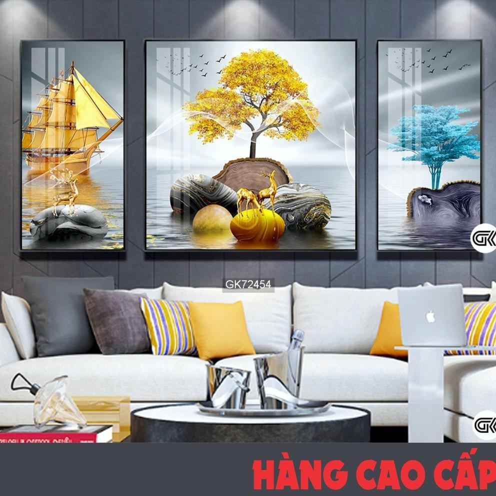 Tranh treo tường pha lê tráng gương Khung composite cao cấp - Thuận buồm xuôi gió