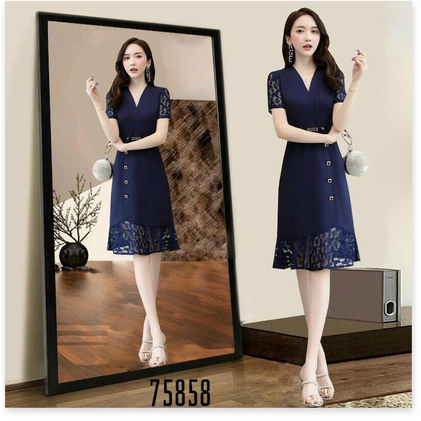 ĐẦM UMI TAY NGẮN,CỔ V,HỌA TIẾT TRƠN NHƯNG VÔ CÙNG SANG TRỌNG 1HIT1 FASHION