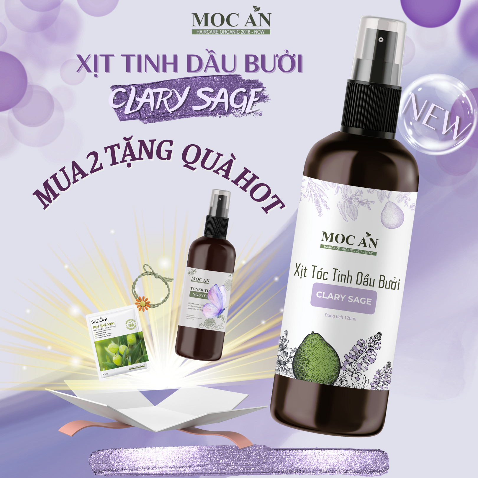 Xịt Tinh Dầu Xô Thơm 120ml Dưỡng Tóc Mộc Ân Haircare