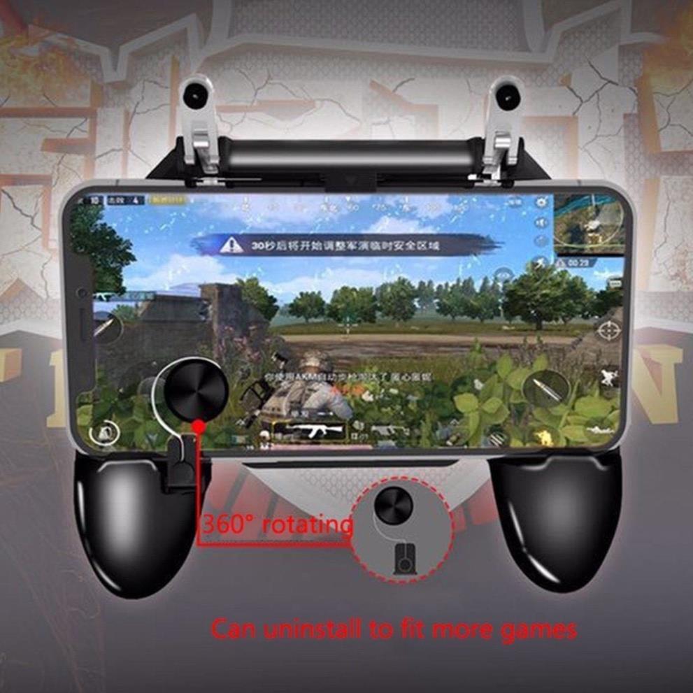 Tay cầm chơi game W11,kèm nút bấm cho game PUBG, ROS, Free Fire gắn điện thoại tiện lợi JM88