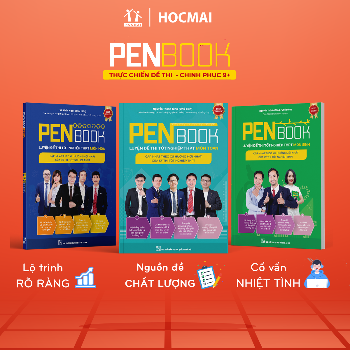 Combo khối B- PENBOOK Luyện đề thi Tốt nghiệp THPT- Bộ 3 môn Toán, Hóa, Sinh