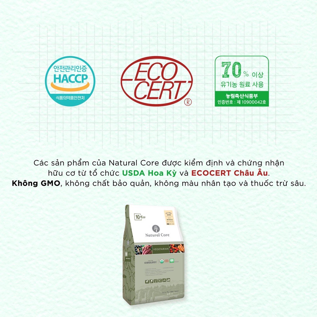 Hạt chay khô hữu cơ natural core cho chó