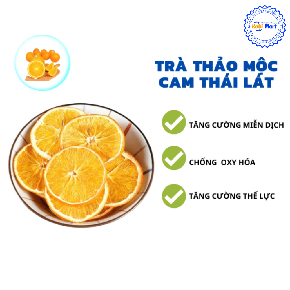Cam mỹ thái lát sấy lạnh robimart gói 200g