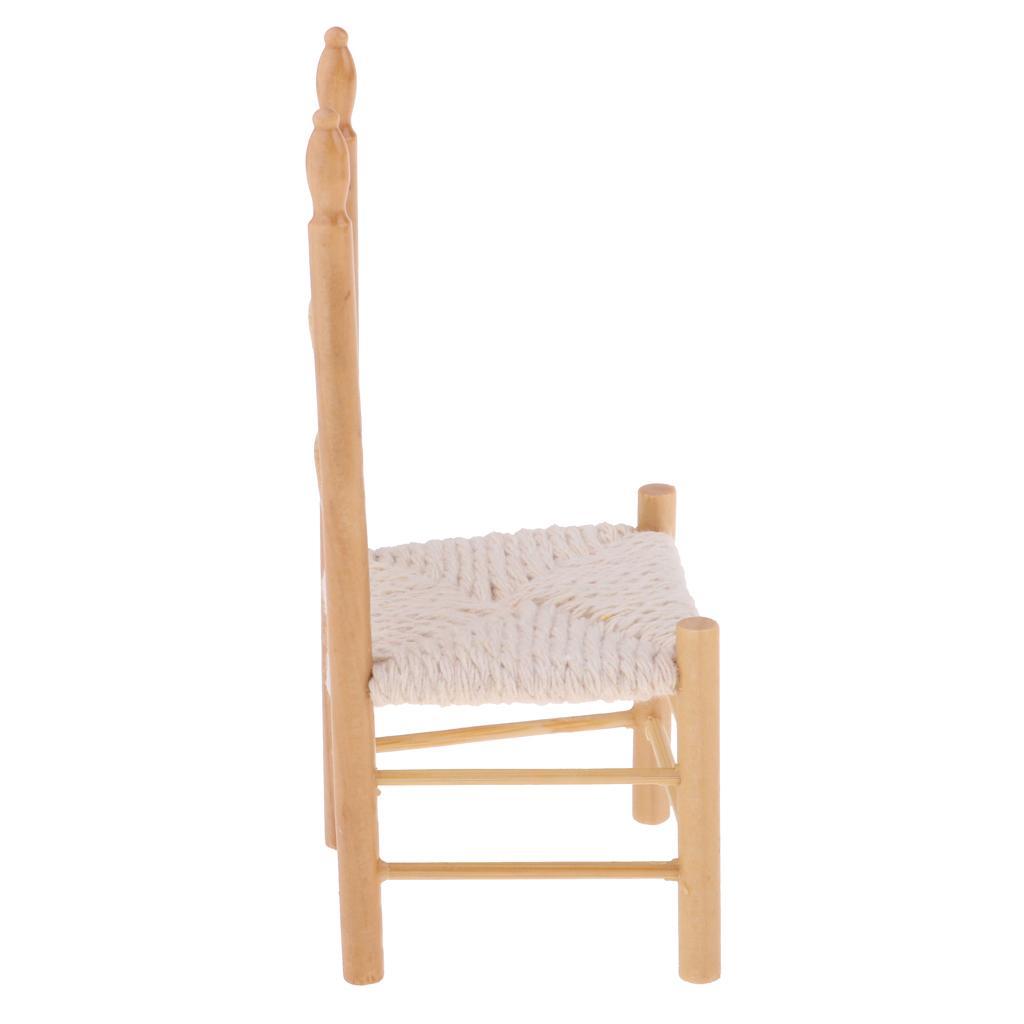 1/12 Miniature Furniture Wooden Chair For Dolls House Dining Room Accs