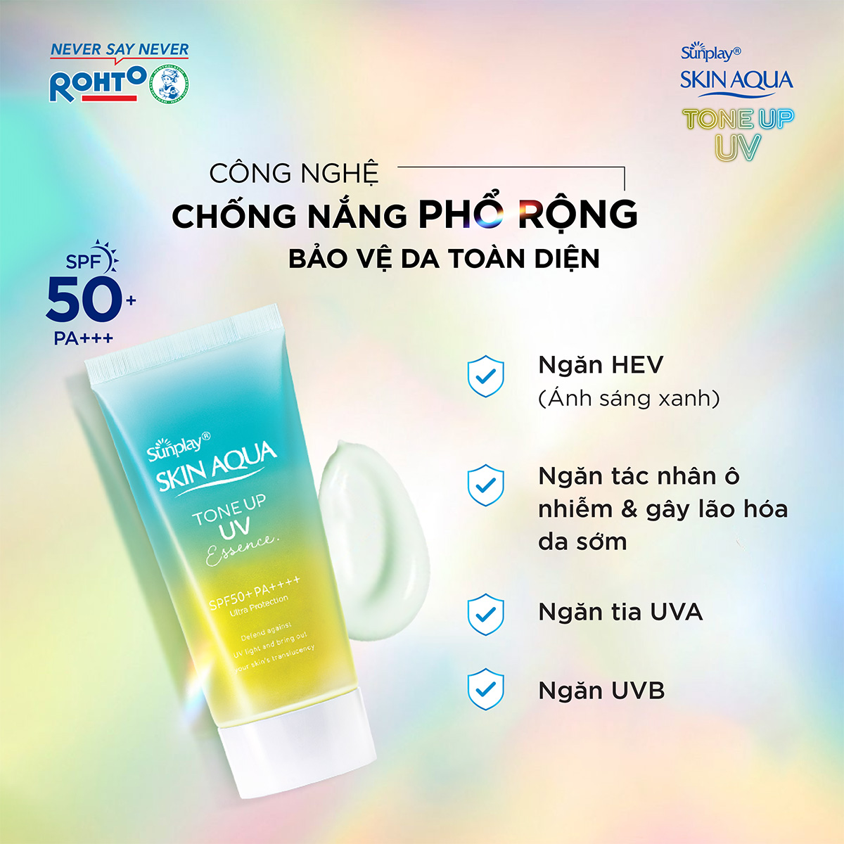 Kem chống nắng nâng tông Skin Aqua Tone up Mint Green cho da trắng có khuyết điểm đỏ, dạng tinh chất Sunplay Skin Aqua Tone Up UV Essence Mint Green SPF 50+ PA++++ 50g