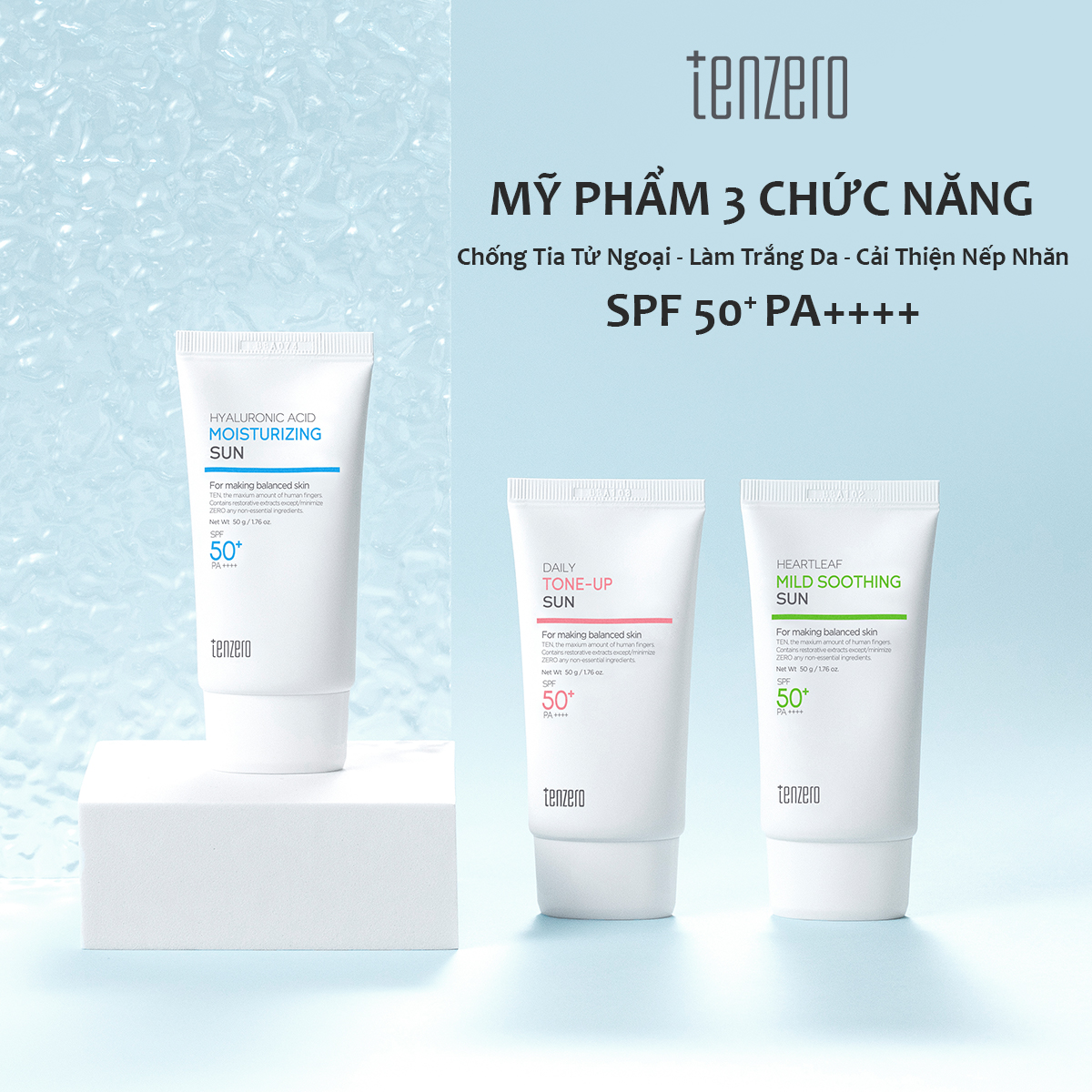 (HSD 2026) Kem chống nắng làm dịu da, nâng tông Hàn Quốc Tenzero Sun Cream 50g